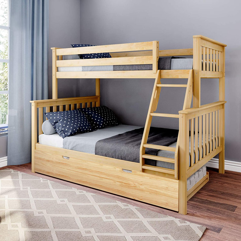 Maxwood Furniture Max and Lily Solid Wood Bunk Bed with Trundle